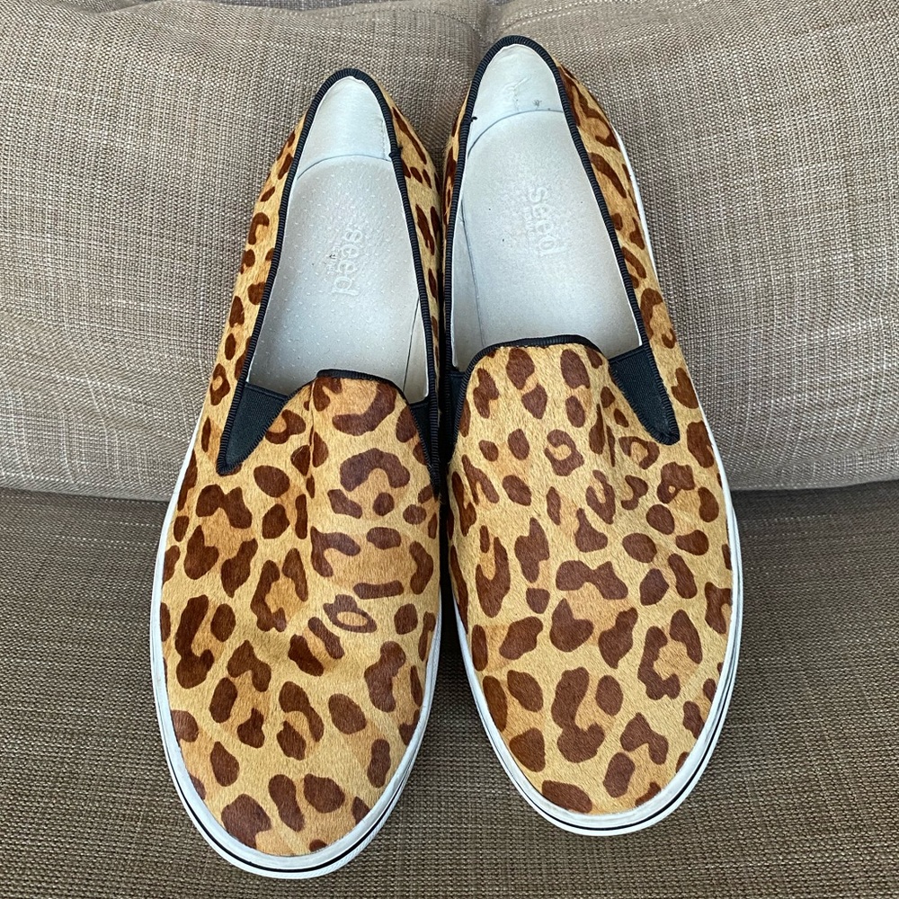 SEED heritage Calf hair animal print cheetah slip on sneakers SIZE 38 or US 7.5